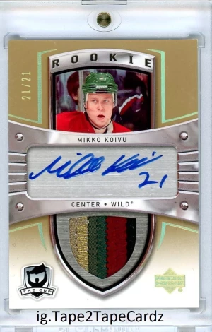 2005-06 Upper Deck The Cup Rookie Patch Auto Gold 21/21 JSY # 1/1 Mikko Koivu front